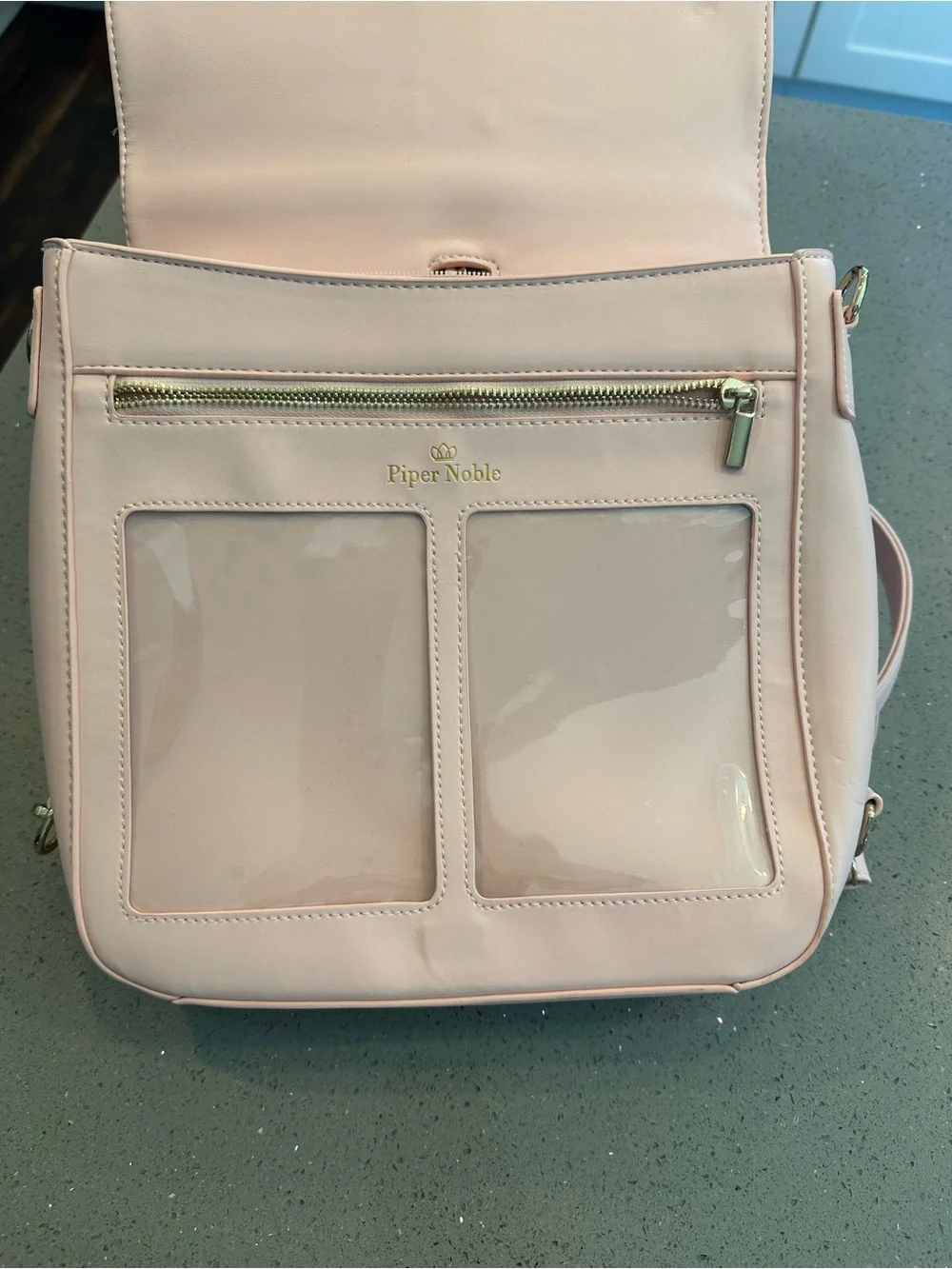 Piper Noble Charlotte Pink Display Backpack Crossbody Purse Vegan Leather